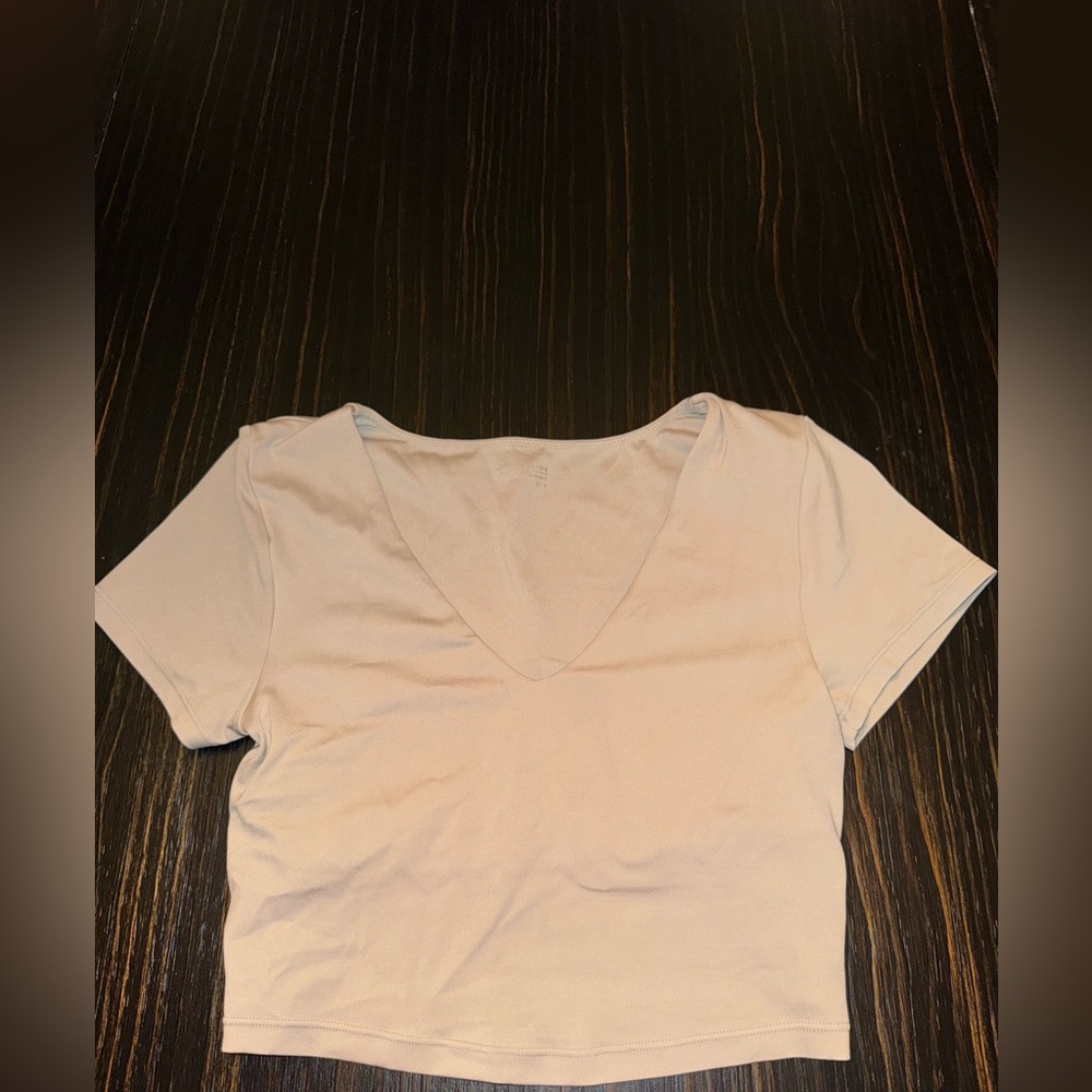 Aerie Tan Fitted Crop T-Shirt